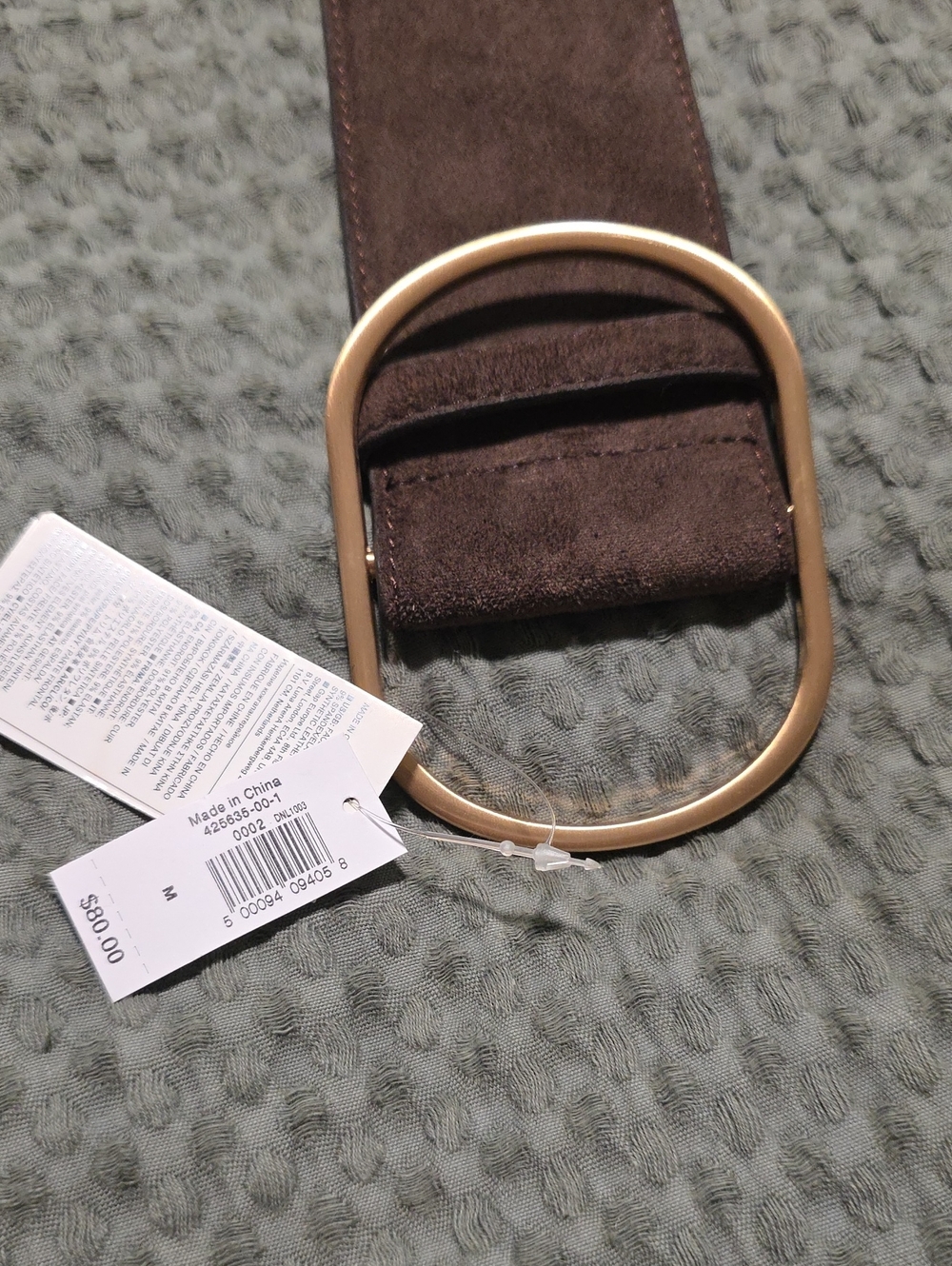 Banana Republic Brown Suede Belt with Gold Oval Buckle